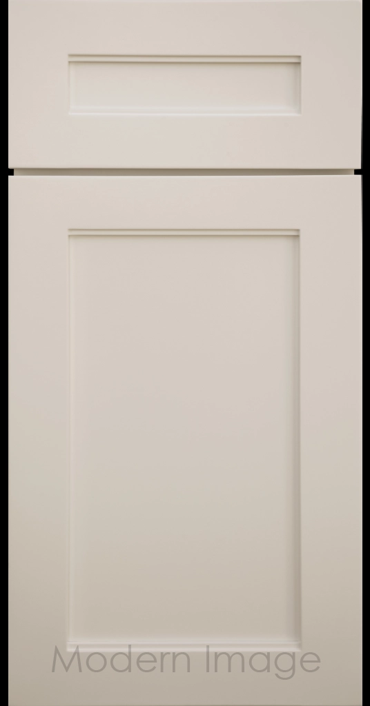 Destin shaker cabinet in Beige featuring ledge detail and vertical joints around a recessed center panel.